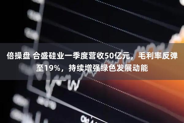 倍操盘 合盛硅业一季度营收50亿元，毛利率反弹至19%，持续增强绿色发展动能